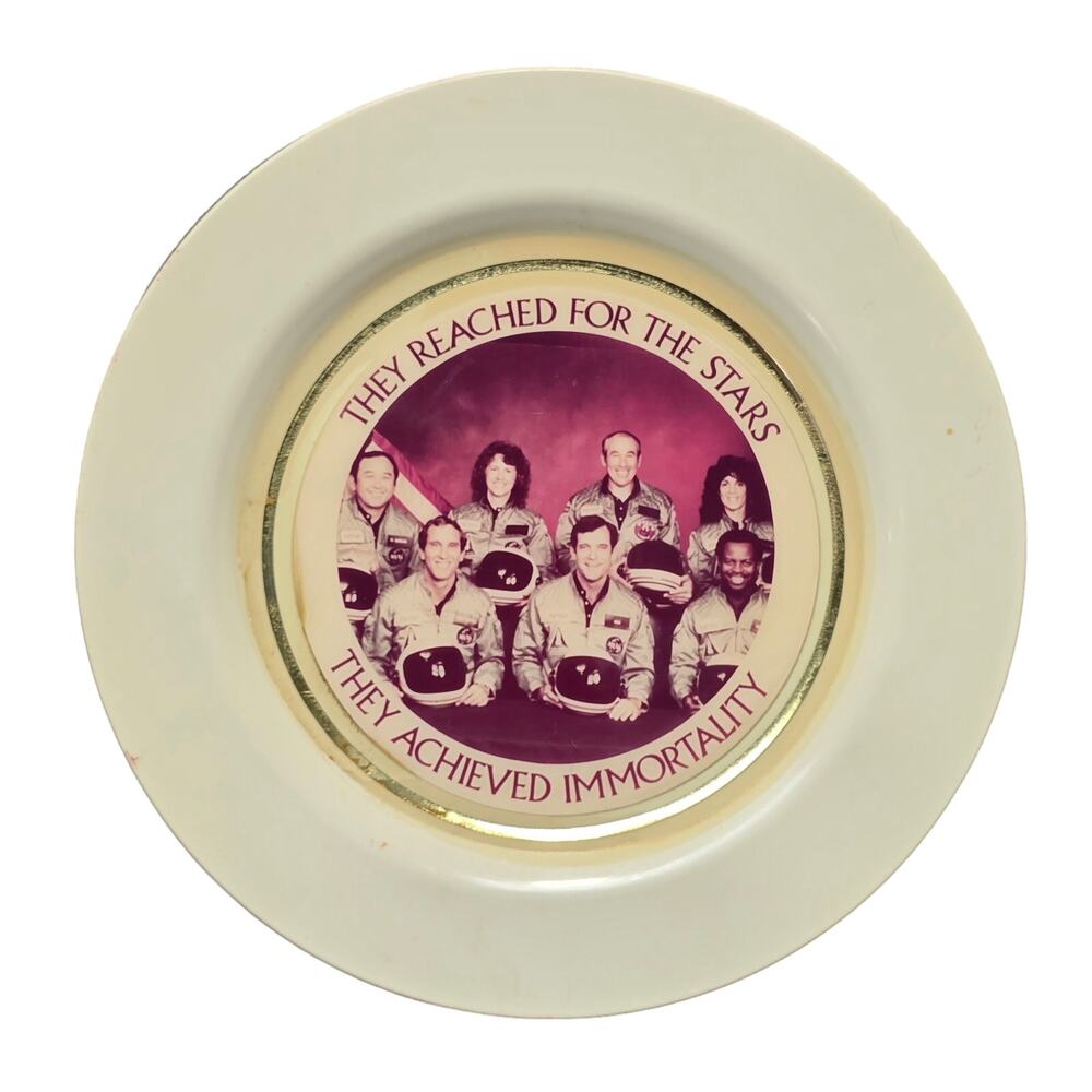 Vintage Crew of Space Shuttle Challenger Collectible Plate Achieved Immortality